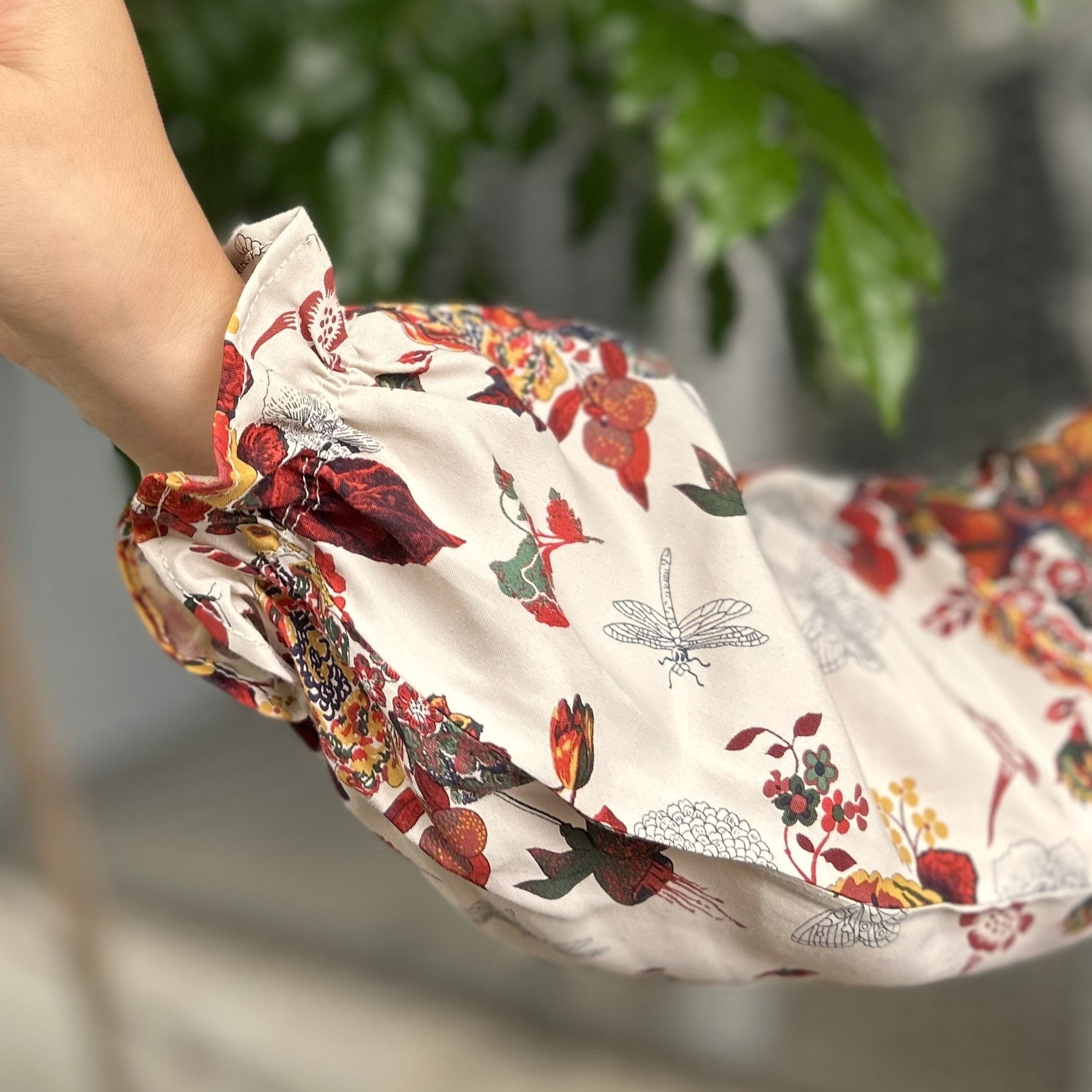 LIBERTY 花柄チュニック ブラウス オーガンジー花柄更紗刺繍 チュニックブラウス（08-14BG10-204